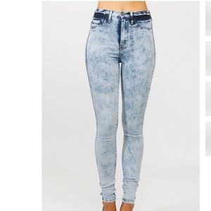 Cici Hot High Waisted Acid Washed Jeans
